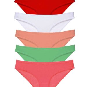 5 adet Süper Eko Set Likralı Kadın Slip Külot Kırmızı Beyaz Pudra Yeşil Fuşya