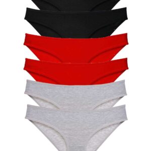 6 adet Süper Eko Set Likralı Kadın Slip Külot Siyah Kırmızı Gri
