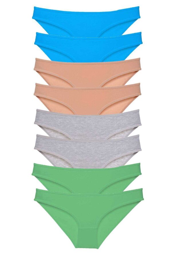 8 adet Süper Eko Set Likralı Kadın Slip Külot Ten Gri Yeşil Mavi