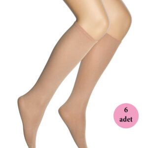 6 Adet Mikro 70 Dizaltı Kadın Çorap Ten 57