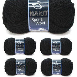 5 Adet Sport Wool Atkı Bere Ceket Yelek Örgü İpi Yünü No: 217 Siyah