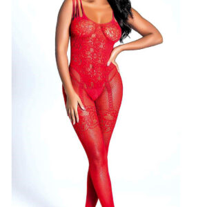 Kadın Babydoll Fantezi Kıyafet Vücut Çorabı D30023 Kırmızı