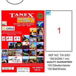 Tanex Tw-2001 Lazer Etiket 199X289 Mm 100 Adet