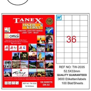 Tanex Tw-2035 Lazer Etiket 52x33 Mm 100 Lü