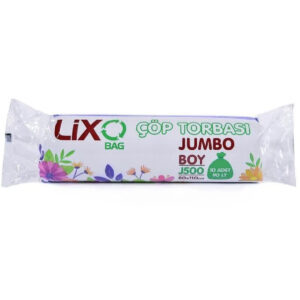J-500 Jumbo Boy Çöp Torbası 80 x 110 cm 10 Lu Rulo x 1 Paket = 10 Adet (Siyah)