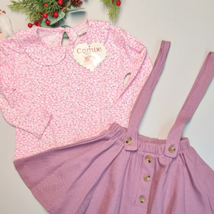 Lila Mor Kız Bebek Etekli Takım Hediyelik Bebek Giyim
