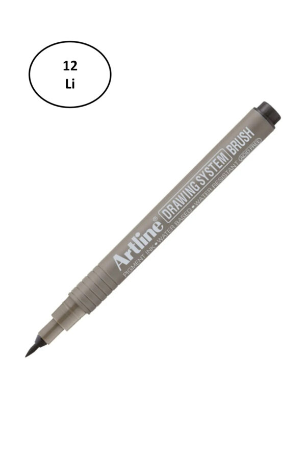 Artline Drawing System Brush Teknik Çizim Kalemi Siyah Fırça Uçlu 12'li