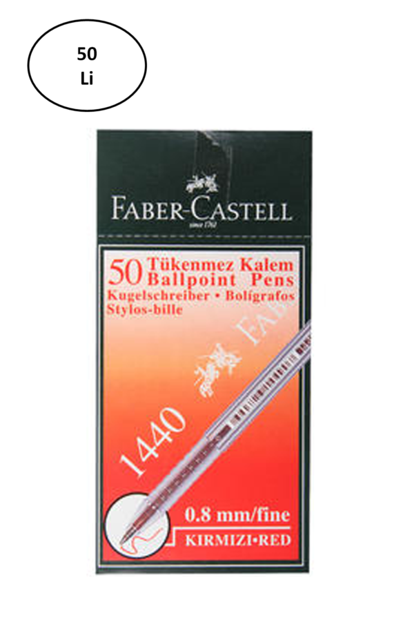 Faber Castell FC 1440 Tükenmez Kalem 0.8 Mm 50'li Kırmızı