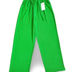Bürümcek Kumaş Beli Lastikli Kadın Uzun Tayt Pantolon Yeşil - Royaleks