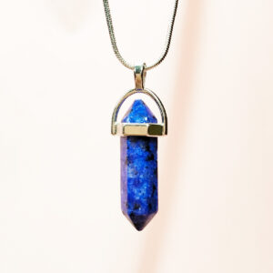 Lapis  Lazuli Doğal Taşı Zincirli El Yapımı Tasarımlı Kolye Uç: 3