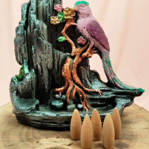 Buyuk Boy Kuş Figürlü Biblo Model Geri Akış Şelale Tütsülük 5 Adet Koni Hediye